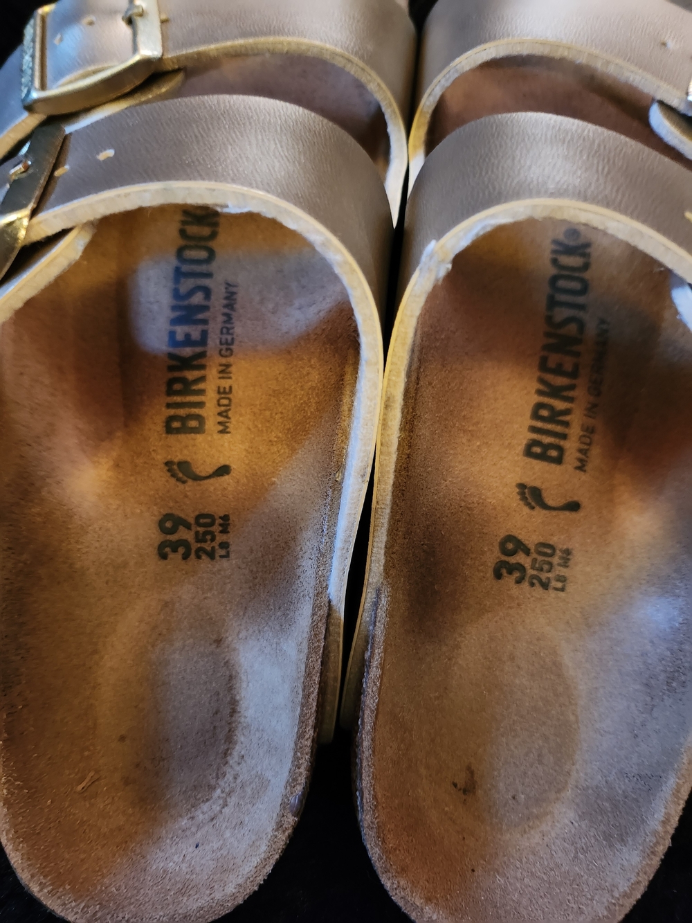 Birkenstock Women’s Two-Strap Metallic Gold Sandals - Picture 7 of 8
